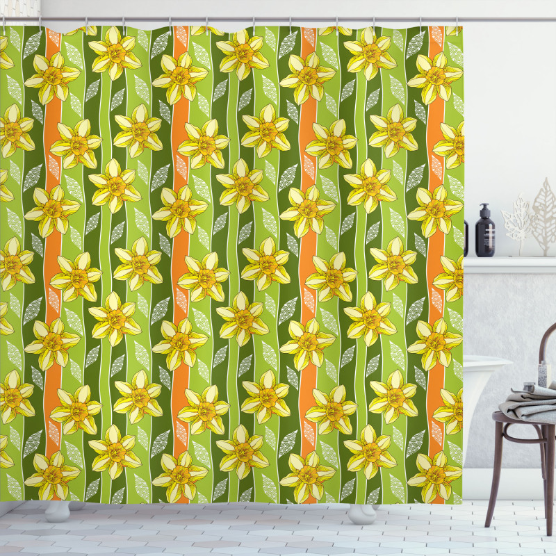 Narcissus Flower Ornate Shower Curtain