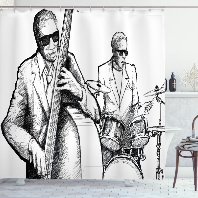 Jazz Band Musicians Shower Curtain