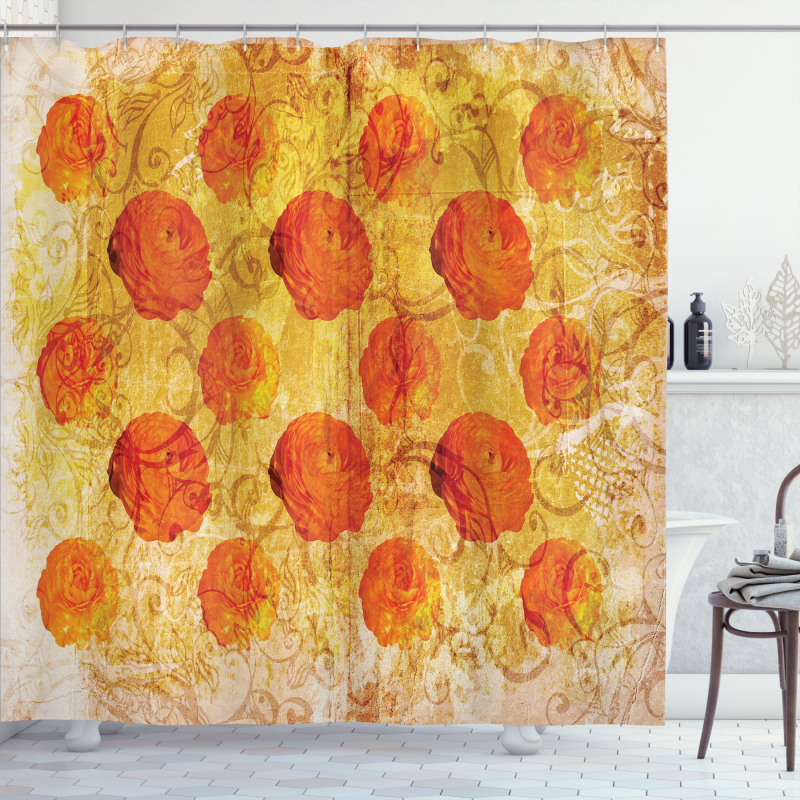 Grunge Rose Floral Art Shower Curtain