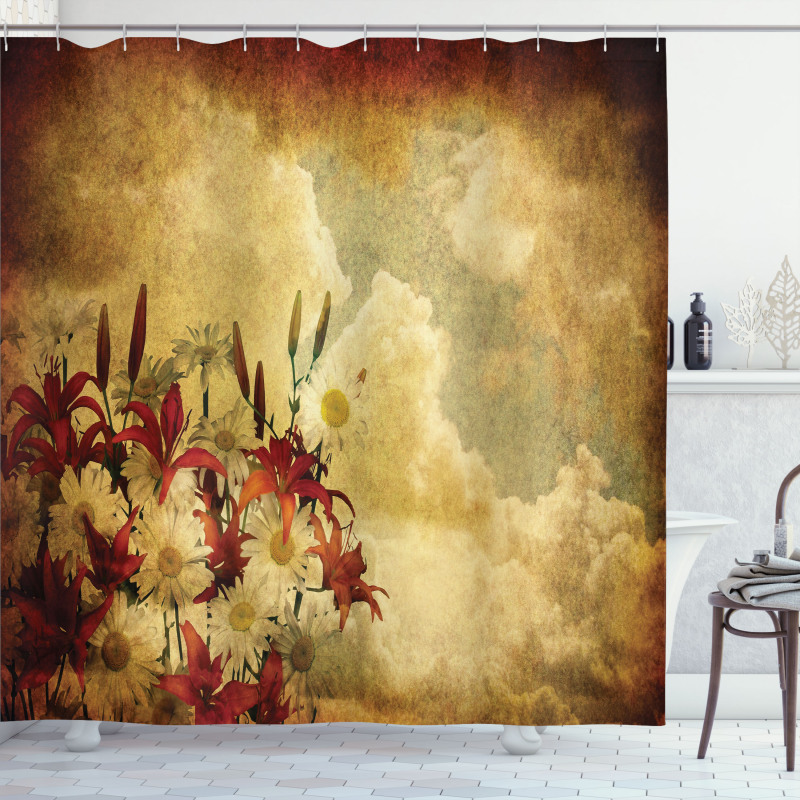 Retro Flower Chamomile Shower Curtain