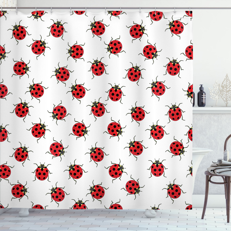Ladybugs Patterns Shower Curtain