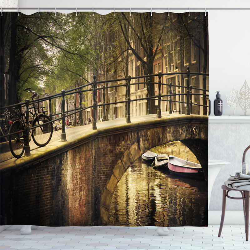Romance Bridge Canal Shower Curtain