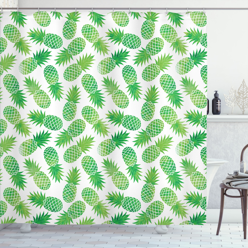 Exotic Pineapple Pattern Shower Curtain