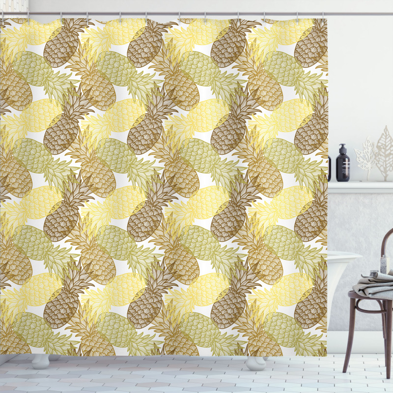 Curving Exotic Tropical Shower Curtain