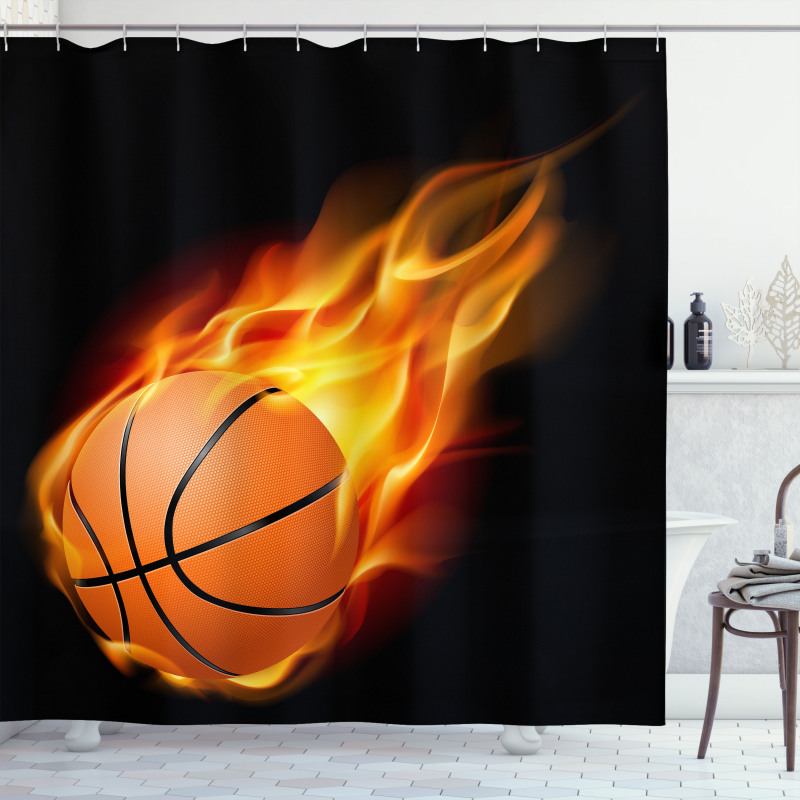 Basketball Fire Shoot Shower Curtain