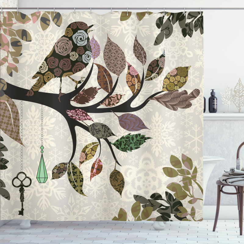 Spring Floral Birds French Shower Curtain