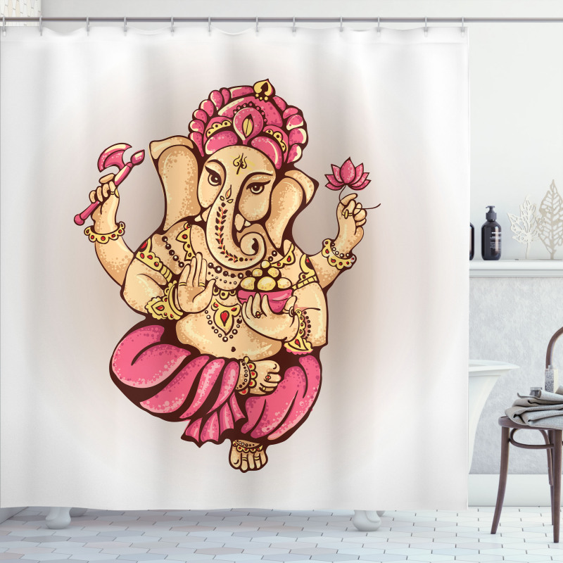 Bohemian Elephant Lotus Shower Curtain