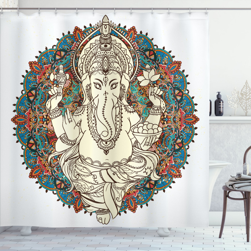 Asian Elephant Blossoms Shower Curtain
