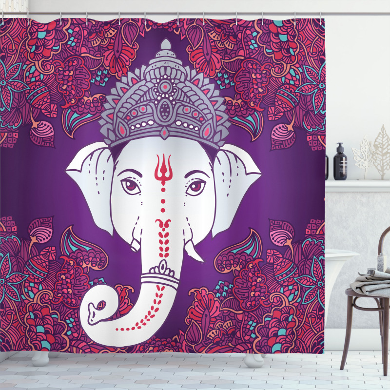 Elephant Floral Design Shower Curtain
