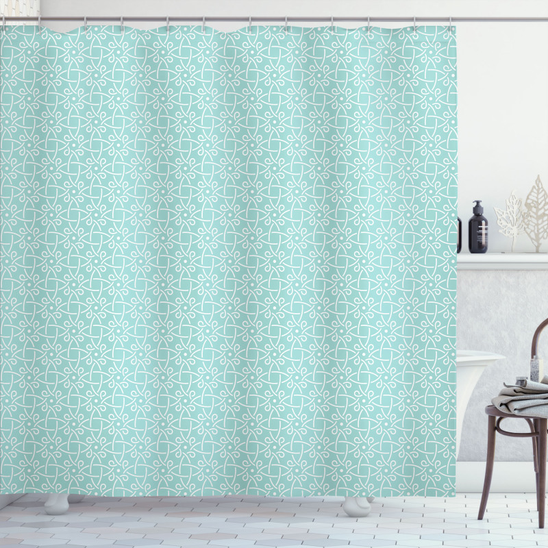 Aqua Celtic Patterns Shower Curtain