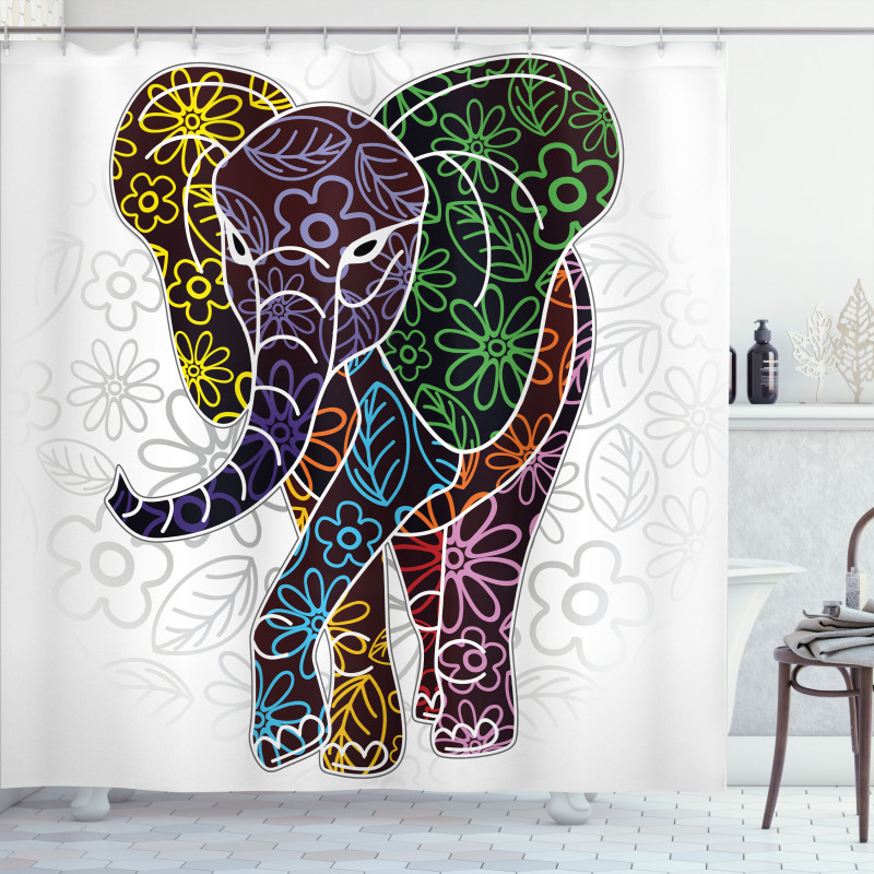 Floral Tribal Shapes Shower Curtain