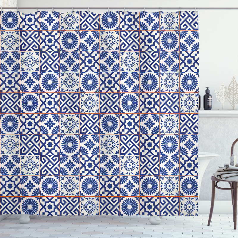 Old Retro Tiles Shower Curtain
