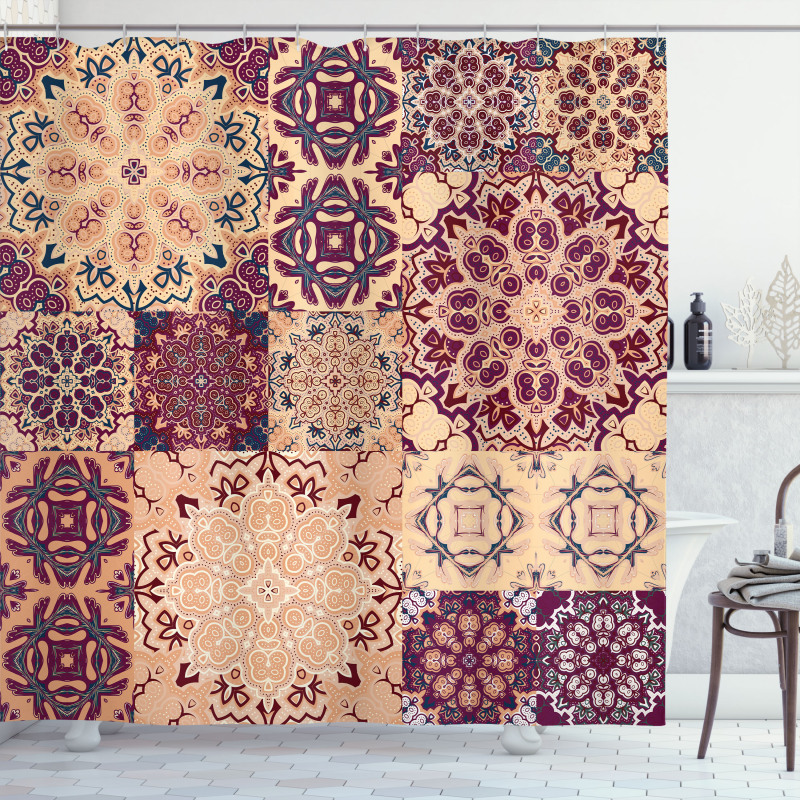 Floral Tiles Shower Curtain