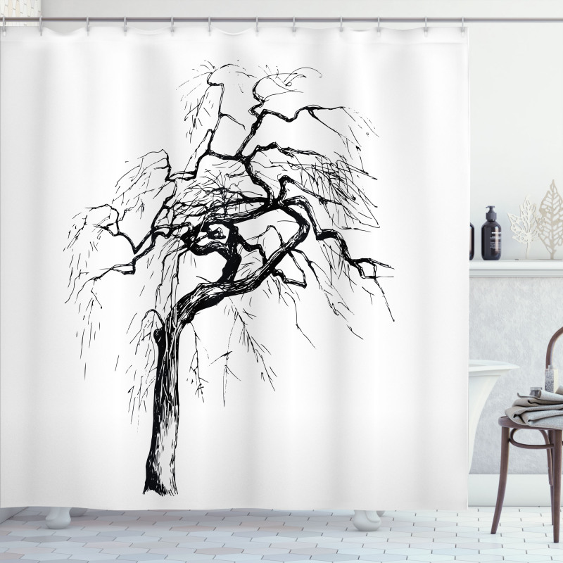 Autumn Tree Dry Branches Shower Curtain