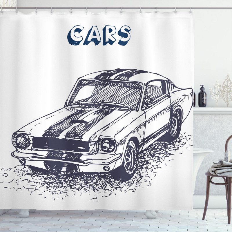 Sports Car Grunge Shower Curtain