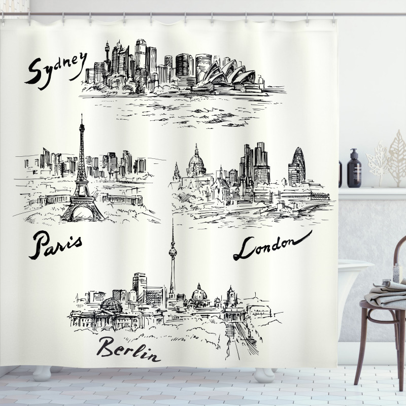 World's Famous Cities Shower Curtain