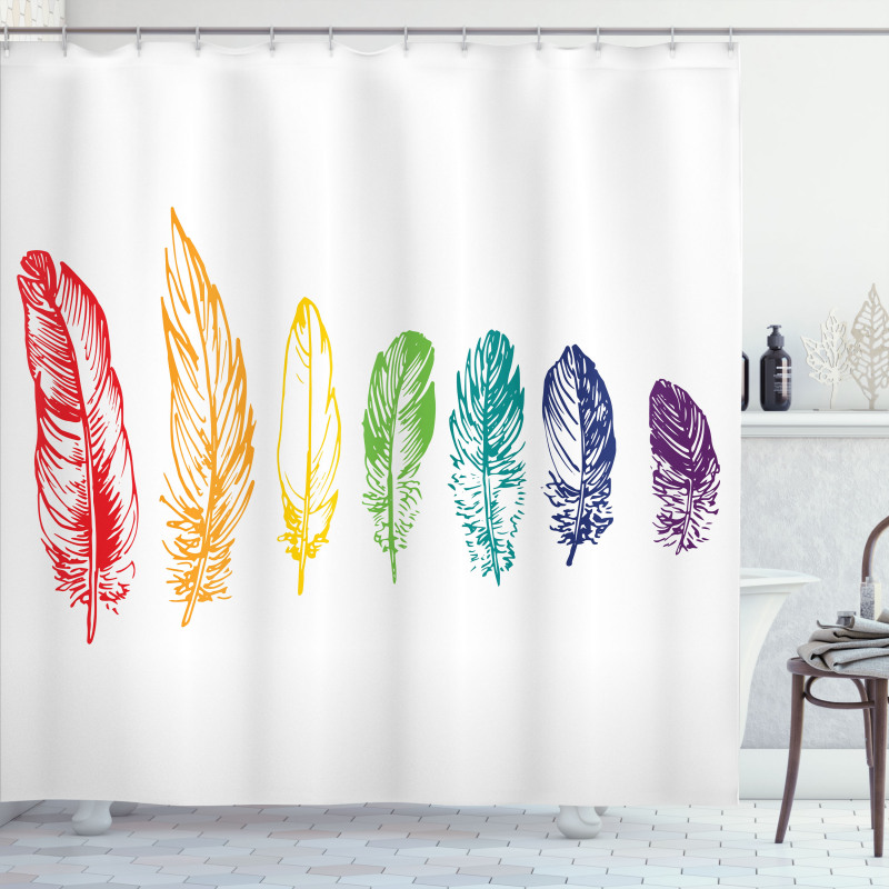 Rainbow Feathers Shower Curtain