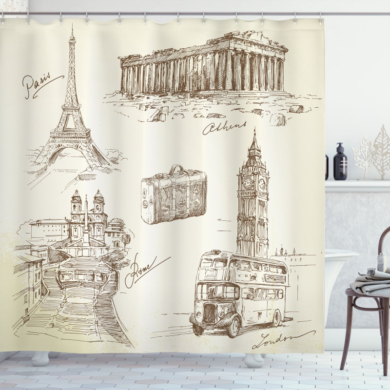 Travel over Europe Shower Curtain