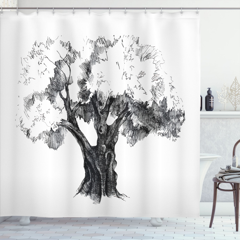 Olive Tree Retro Nature Shower Curtain