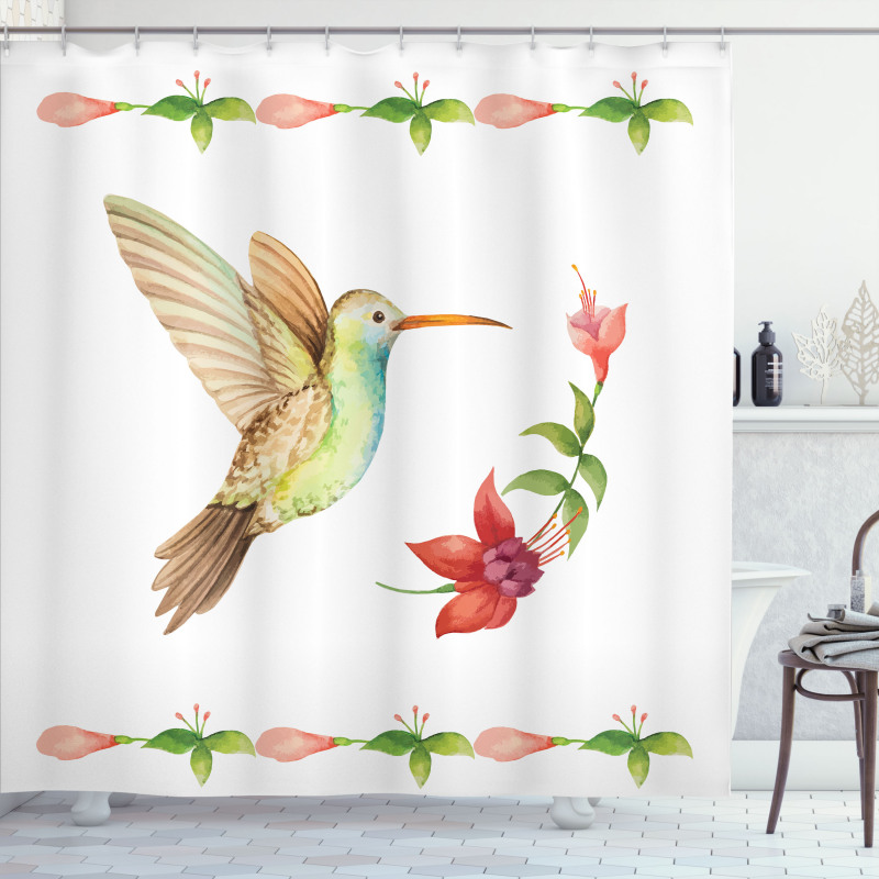 Hummingbird Artwork Shower Curtain