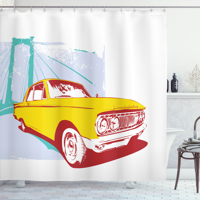 Old Car Grunge Artwork Shower Curtain