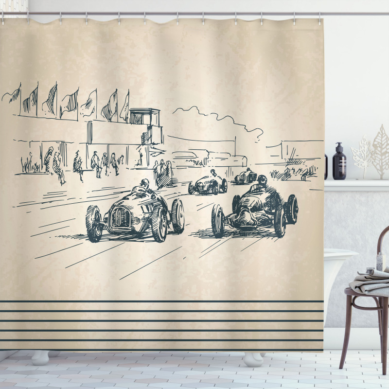 Racing Cars Sketchy Shower Curtain