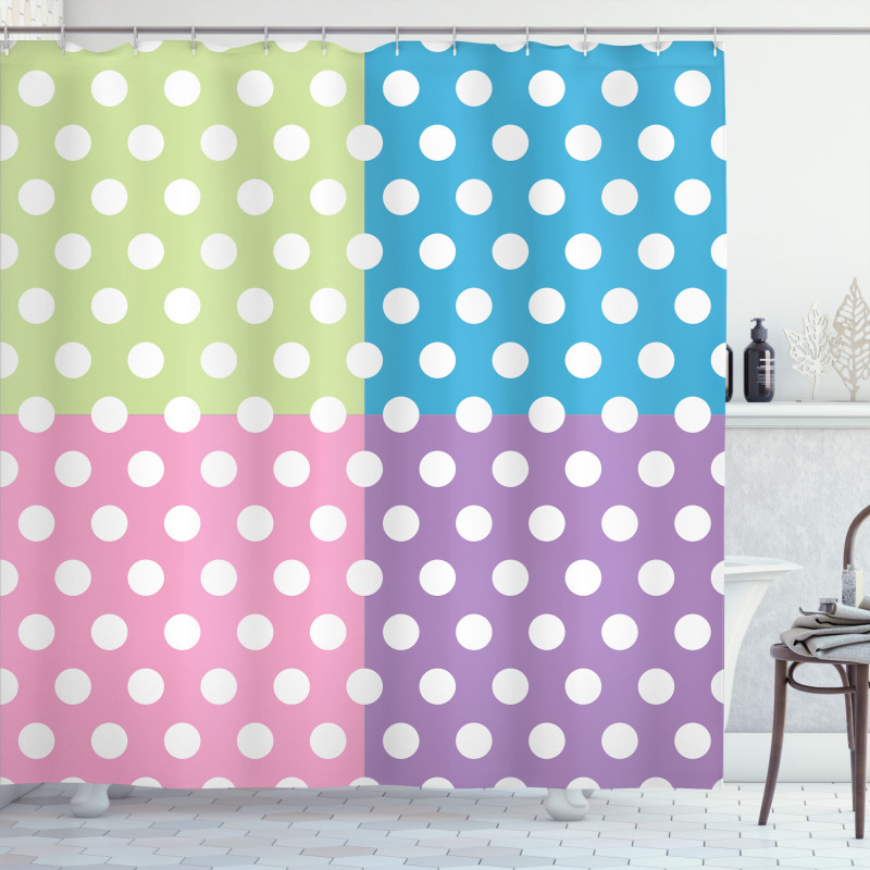 Polka Dots Patchwork Shower Curtain