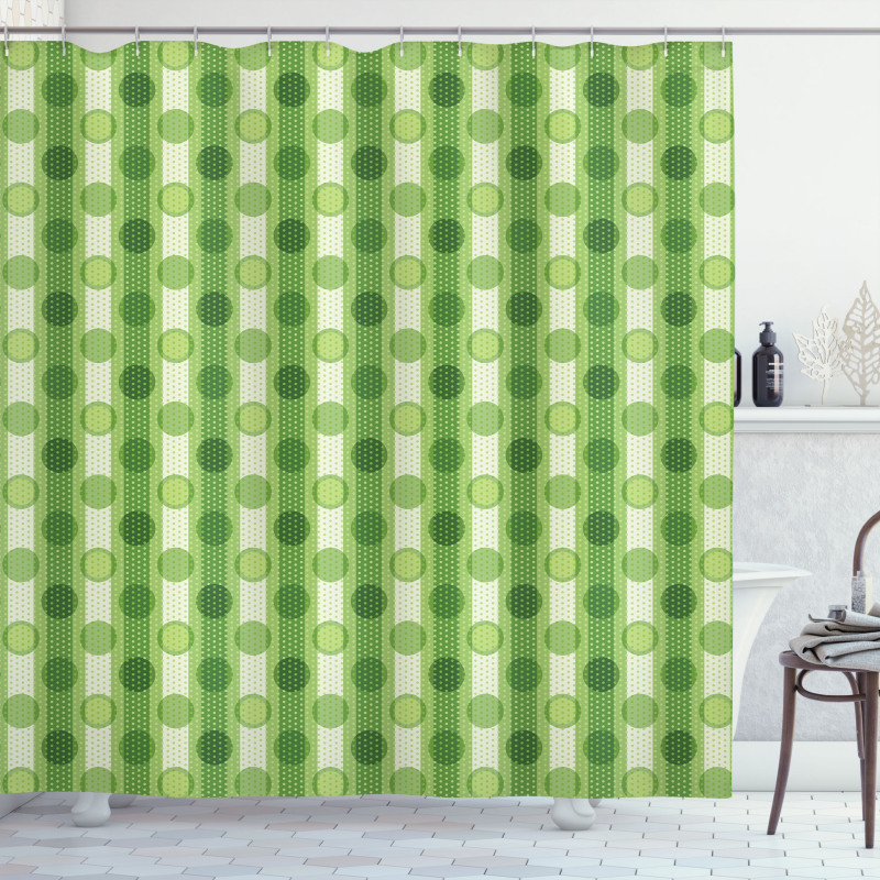 Polka Dots Striped Retro Shower Curtain