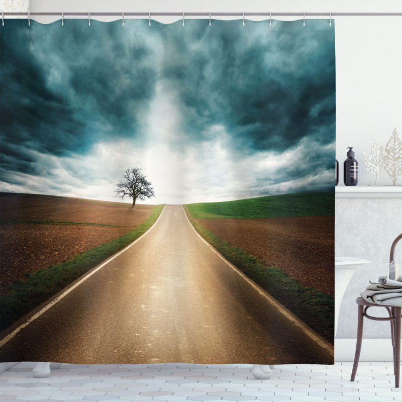 Roads Travel Clouds Shower Curtain