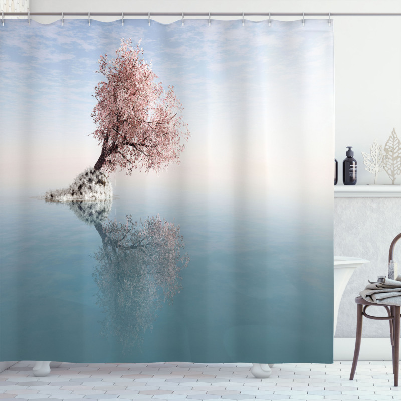 Lonely Tree in Water Shower Curtain