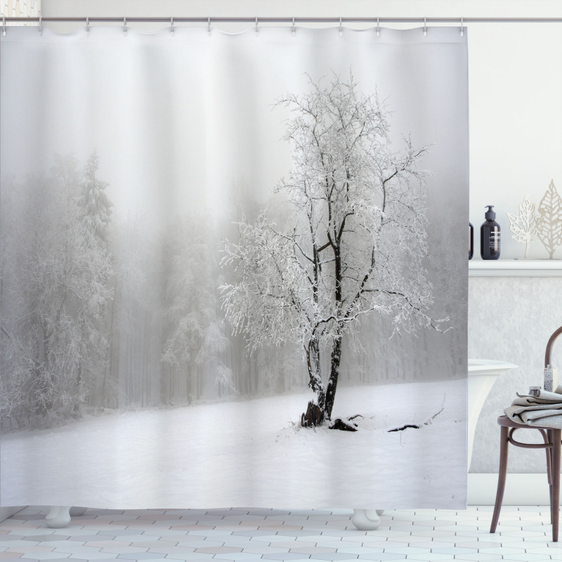 Winter Snowy Forest Cold Shower Curtain