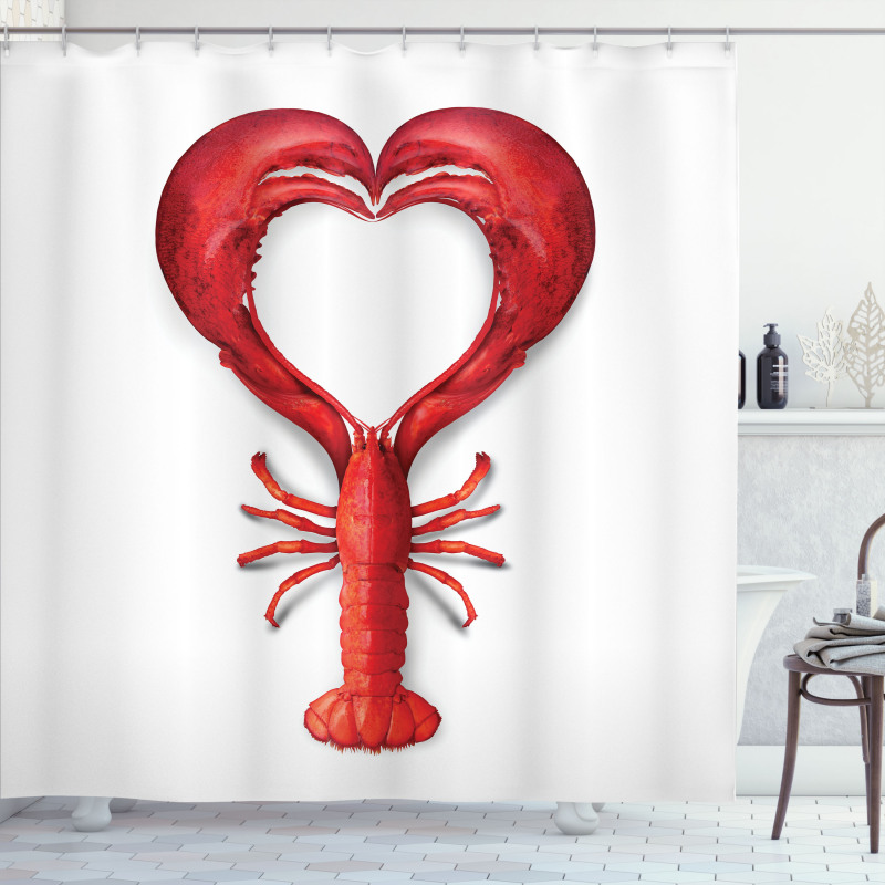 Seafood Lobster Heart Shower Curtain