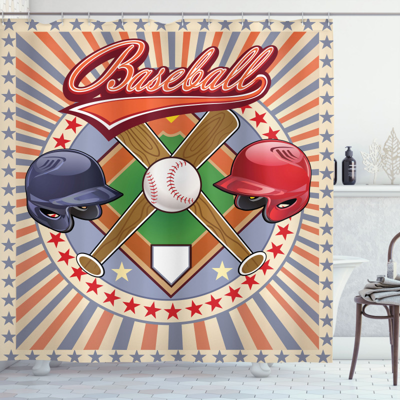 Retro Pop Art Baseball Shower Curtain