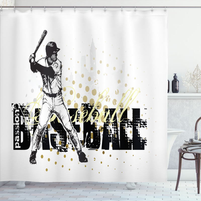 Baseball Grunge Batting Shower Curtain