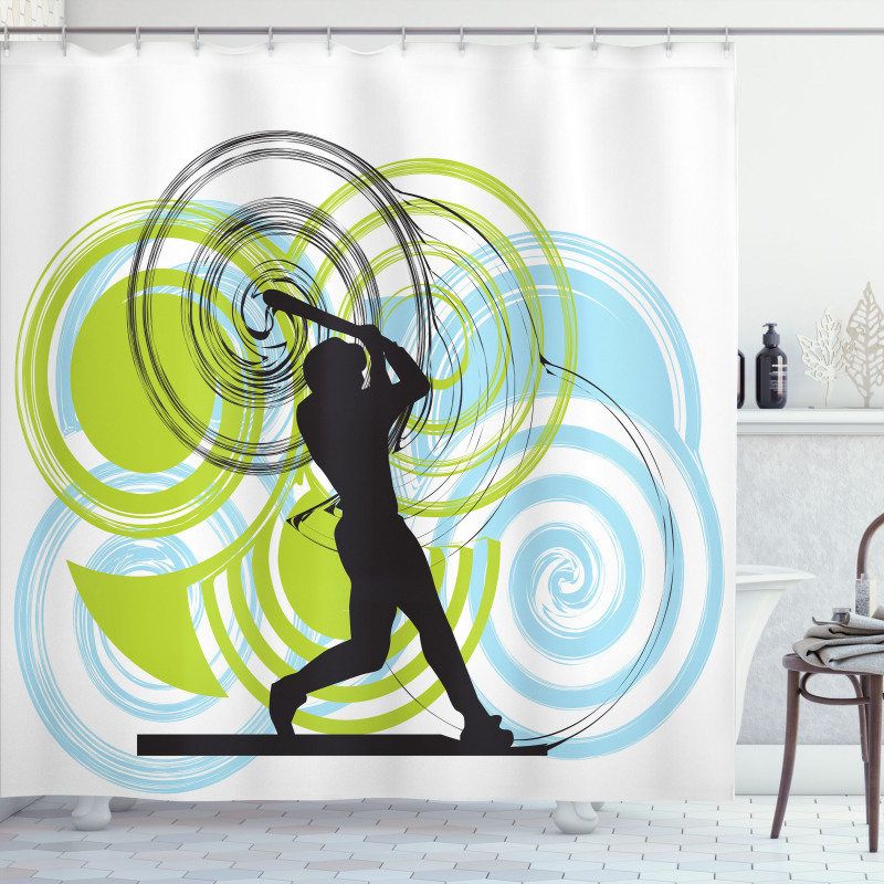 Baseball Player Circles Shower Curtain