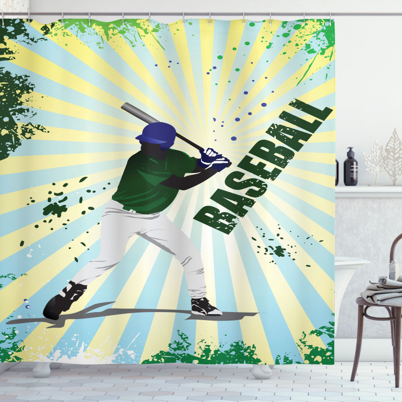 Grunge Baseball Pop Art Shower Curtain