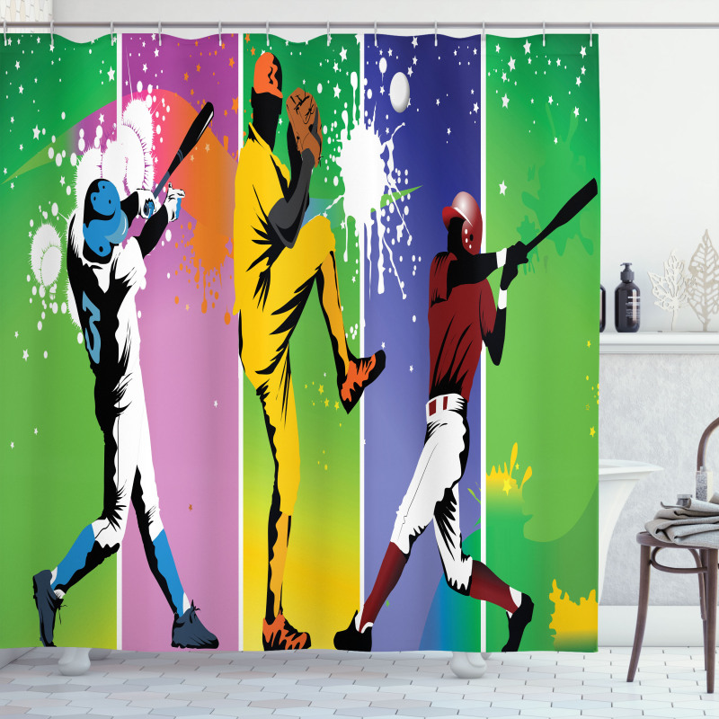 Baseball Grunge Splash Shower Curtain