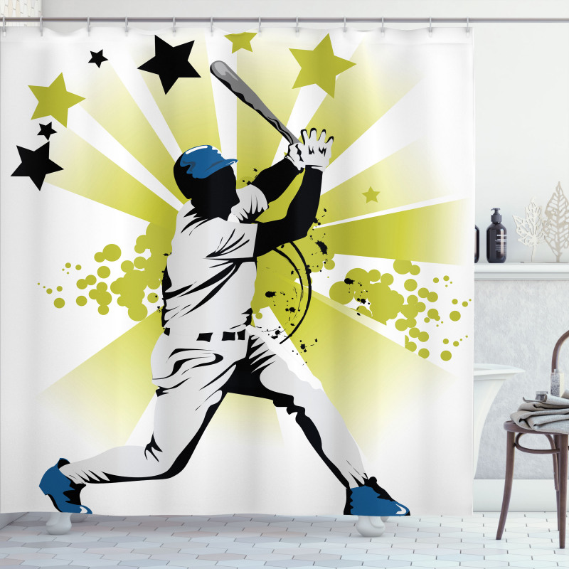 Pitcher Hits the Ball Shower Curtain