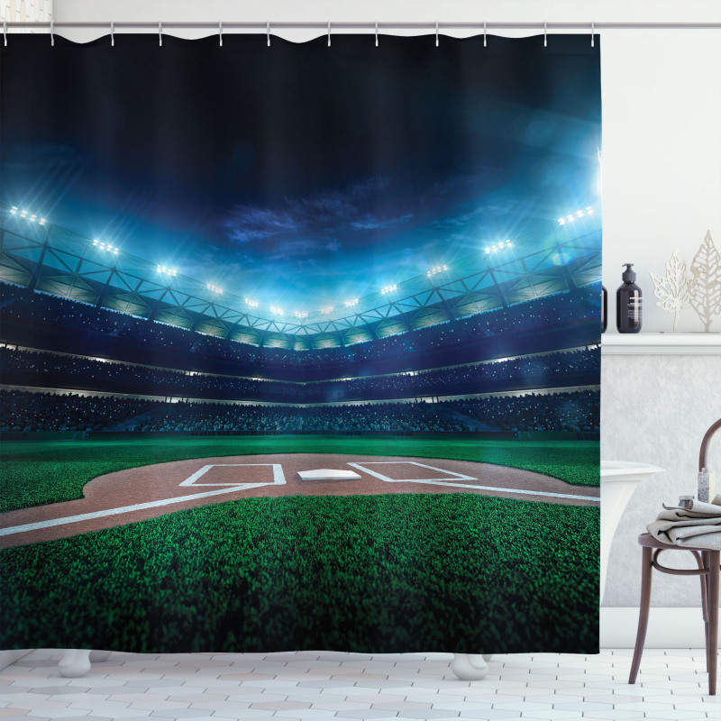 Baseball Stadium Night Shower Curtain
