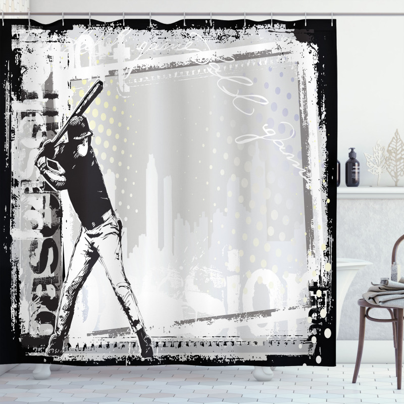 Baseball Sketch Art Shower Curtain