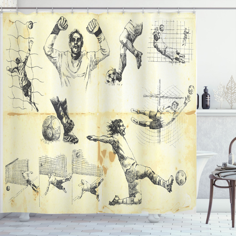 Soccer Players Artwork Shower Curtain