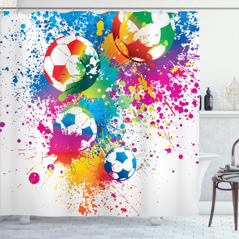 Colorful Splashes Balls Shower Curtain