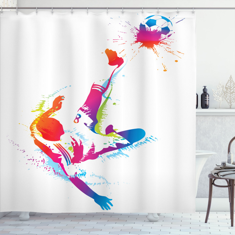 Kicking Ball Watercolors Shower Curtain
