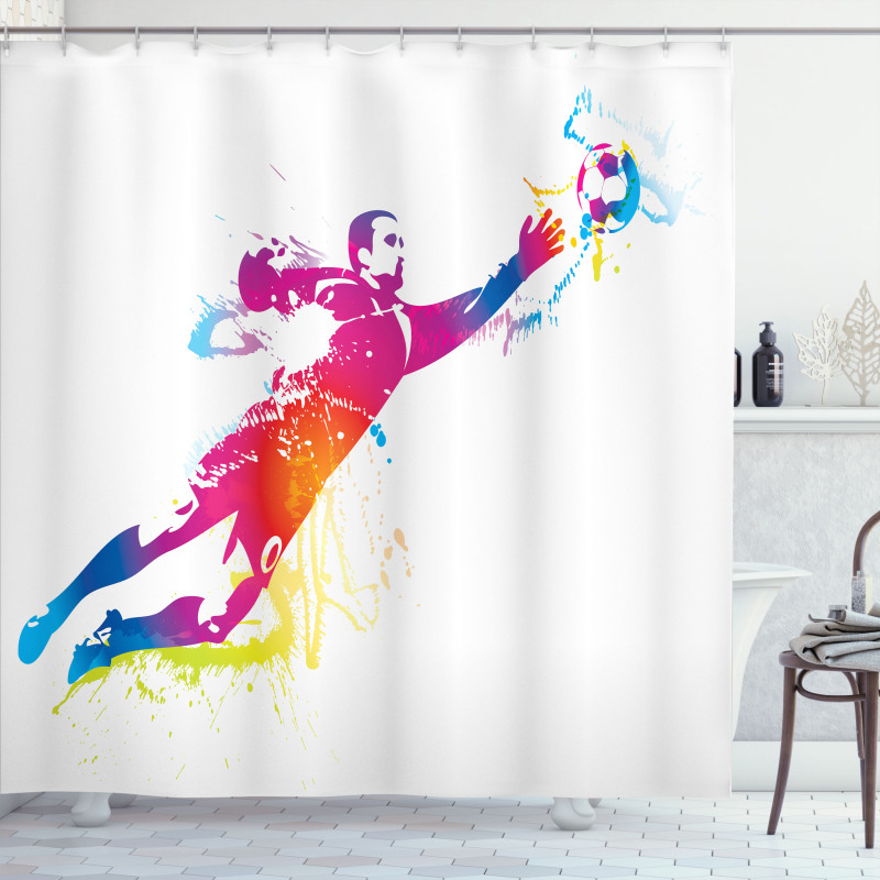 Goalkeeper Catches Ball Shower Curtain