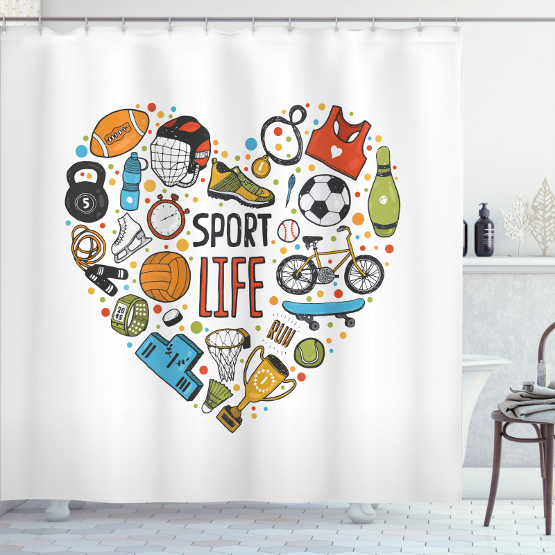 Heart with Sport Shower Curtain