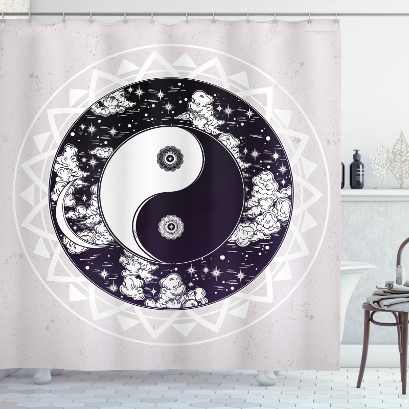 Ying Yang Boho Art Shower Curtain