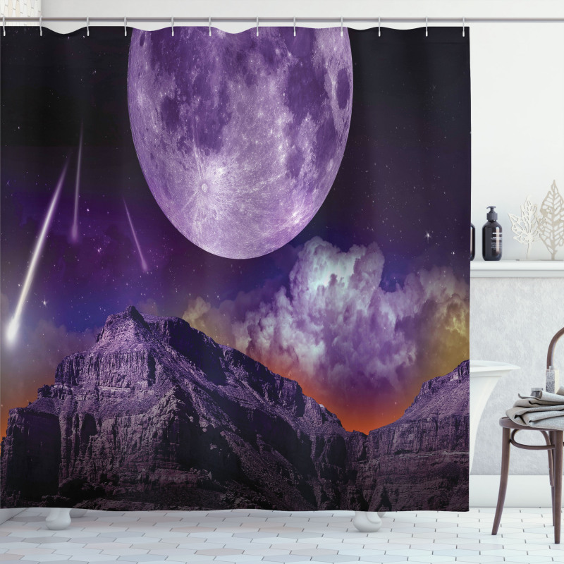 Moon and Asteroids Shower Curtain