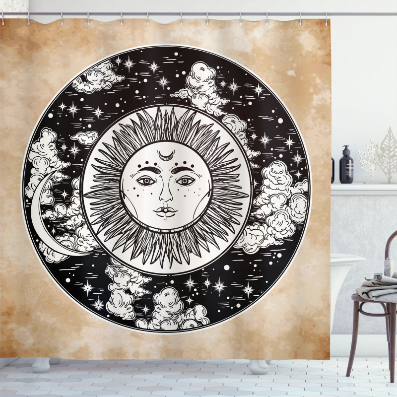 Sun Face Moon Shower Curtain