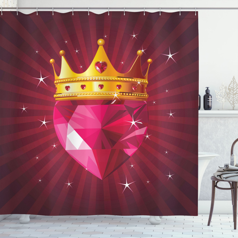 Pink Diamond Crown Art Shower Curtain