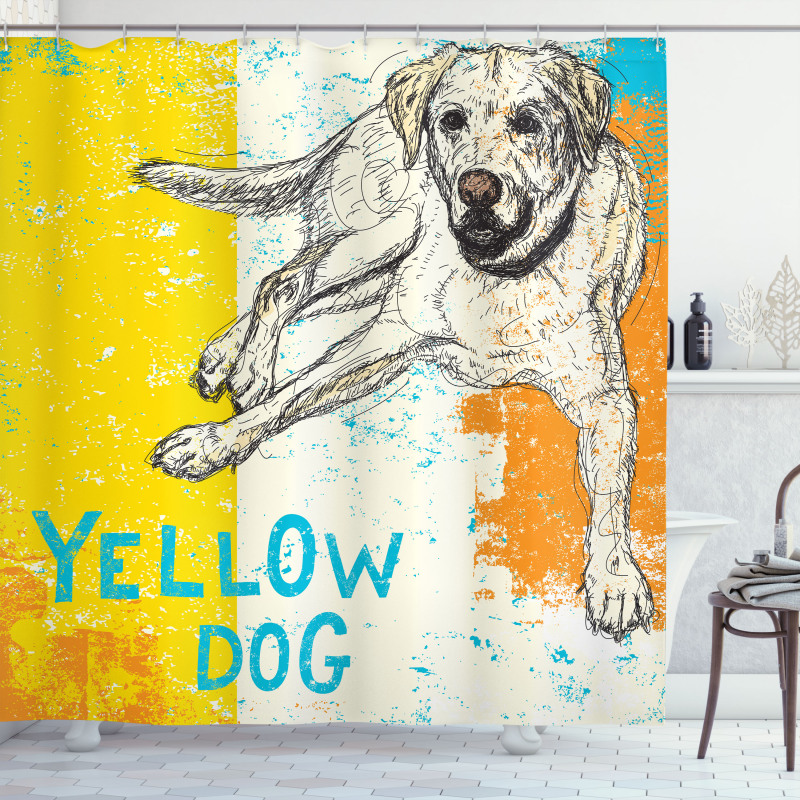 Grunge Sketch Dog Art Shower Curtain